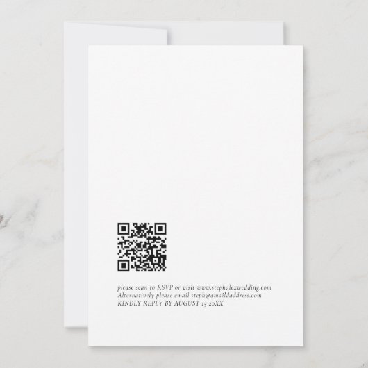 Moderner Minimalistischer QR-Code für Hochzeitsemp Einladung (Rückseite)