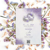 Moderner Minimalistischer QR-Code für Lilac Save t Einladung