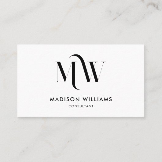 Moderner Minimalistischer QR-Code für Monogramm Be Visitenkarte (Vorderseite)