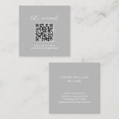 Moderner Minimalistischer QR-Code für Schiefer Gra Quadratische Visitenkarte (Vorne/Hinten)