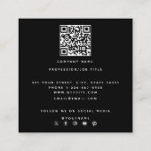 Moderner Minimalistischer QR-Code für Schwarze Soc Quadratische Visitenkarte (Rückseite)