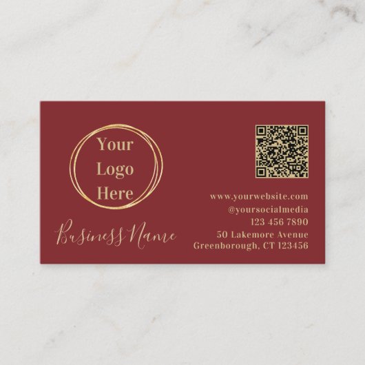 Moderner Minimalistischer QR-Code für Terracotta Visitenkarte (Vorderseite)