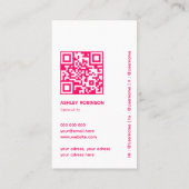 Moderner Minimalistischer QR-Code heiß rosa berufl Visitenkarte (Rückseite)