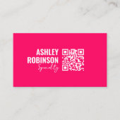 Moderner Minimalistischer QR-Code heiß rosa berufl Visitenkarte (Vorderseite)