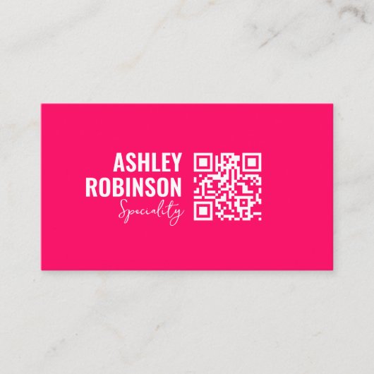 Moderner Minimalistischer QR-Code heiß rosa berufl Visitenkarte (Vorderseite)