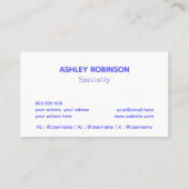 Moderner Minimalistischer QR-Code in blauer berufl Visitenkarte (Rückseite)