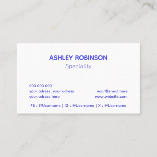 Moderner Minimalistischer QR-Code in blauer berufl Visitenkarte (Rückseite)