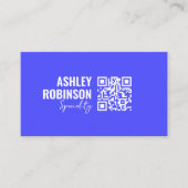 Moderner Minimalistischer QR-Code in blauer berufl Visitenkarte (Vorderseite)