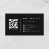 Moderner Minimalistischer QR-Code in Schwarz und W Visitenkarte (Rückseite)