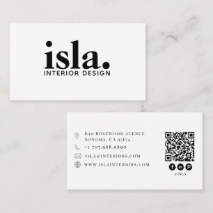 Moderner minimalistischer QR-Code-Innenarchitekt Visitenkarte
