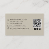 Moderner minimalistischer QR-Code-Inneneinrichter Visitenkarte (Rückseite)