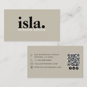 Moderner minimalistischer QR-Code-Inneneinrichter Visitenkarte