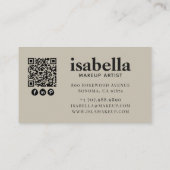 Moderner minimalistischer QR-Code-Makeup-Artist Visitenkarte (Rückseite)