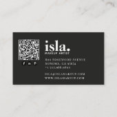 Moderner minimalistischer QR-Code-Makeup-Artist Visitenkarte (Rückseite)