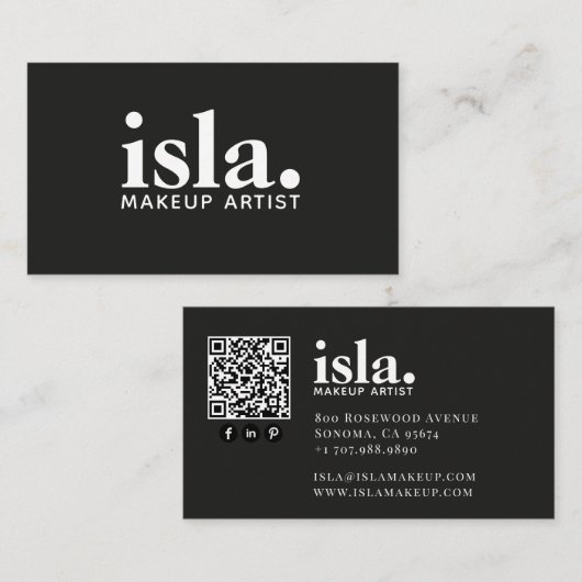 Moderner minimalistischer QR-Code-Makeup-Artist Visitenkarte (Vorne/Hinten)