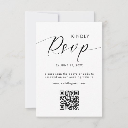 Moderner Minimalistischer QR-Code RSVP Karte (Vorderseite)