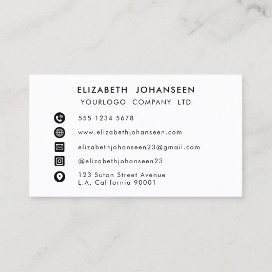 Moderner Minimalistischer QR-Code Schwarz/Weiß Visitenkarte (Rückseite)