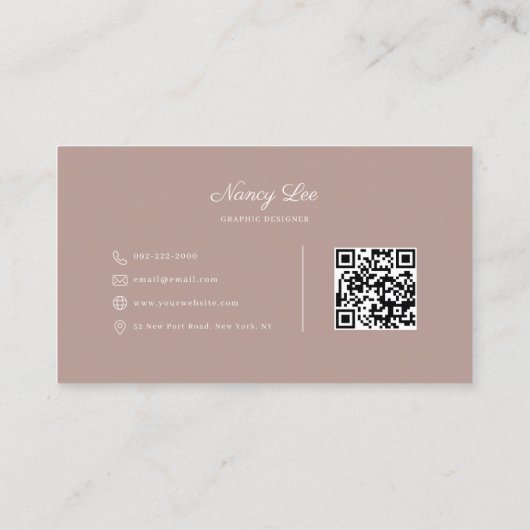 Moderner Minimalistischer QR-Code Visitenkarte (Rückseite)
