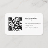 Moderner minimalistischer QR-Code Visitenkarte (Rückseite)