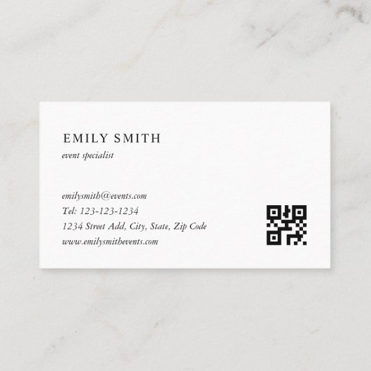 Moderner Minimalistischer QR-Code Visitenkarte (Rückseite)