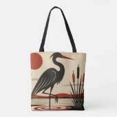 Moderner minimalistischer Reiher am See Tasche (Rückseite)