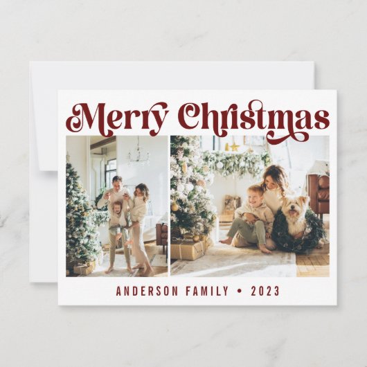 Moderner Minimalistischer Retro Weihnachten Zwei F (Vorderseite)