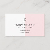 Moderner Minimalistischer Rose Weißer Scheren Fris Visitenkarte (Vorderseite)