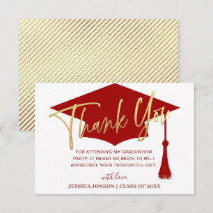 Moderner Minimalistischer Roter Abschluss Dankeskarte