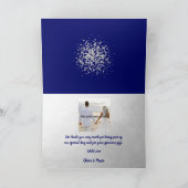 Moderner Minimalistischer Royal Blue und Silver Gl Dankeskarte (Innenseite)