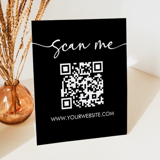 Moderner Minimalistischer Scan Me QR-Code Sockelschild