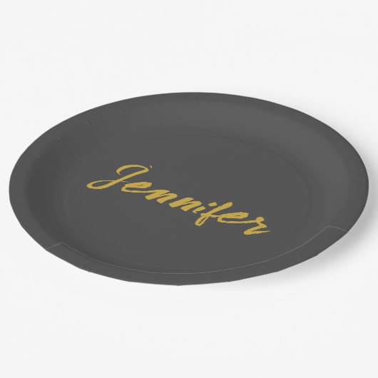 Moderner Minimalistischer Schlichter Kalligraphien Pappteller (Schrägansicht)