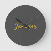 Moderner Minimalistischer Schlichter Kalligraphien Runde Wanduhr (Vorderseite)