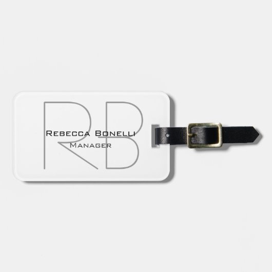 Moderner Minimalistischer Schlichter Monogram-Mana Gepäckanhänger (Vorderseite horizontal)