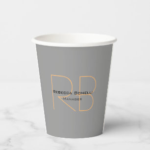 Moderner Minimalistischer Schlichter Monogram-Mana Pappbecher