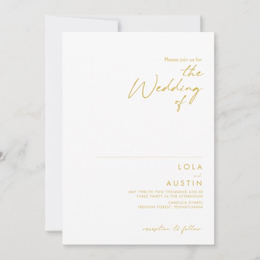 Moderner Minimalistischer Schriftart Einladung (Vorderseite)