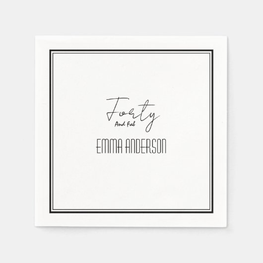 Moderner Minimalistischer Schwarz Anpassbarer Text Serviette (Vorderseite)