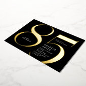 Moderner minimalistischer Schwarz und Gold 85. Geb Folieneinladung (Gedreht)