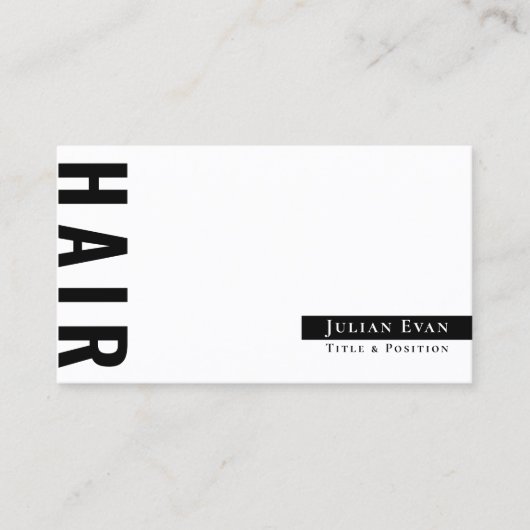 Moderner Minimalistischer Schwarz-Weiß-Friseur Visitenkarte (Vorderseite)