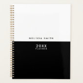 Moderner Minimalistischer Schwarz-Weiß-Planer Planer (Vorderseite)