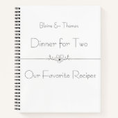 Moderner, Minimalistischer Schwarz-Weiß-Rezept-Org Notizblock (Vorderseite)