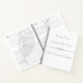 Moderner, Minimalistischer Schwarz-Weiß-Rezept-Org Notizblock (Innenseite)