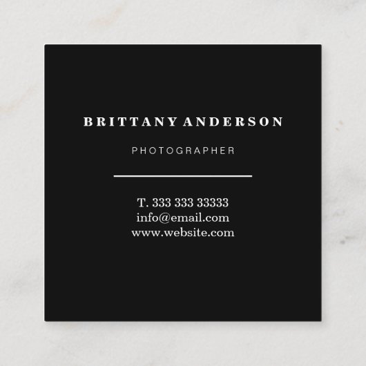 Moderner Minimalistischer Schwarz-Weiß-Streifen Quadratische Visitenkarte (Rückseite)