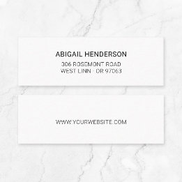 Moderner Minimalistischer Schwarz-Weiß-Typo Basic Mini Visitenkarte