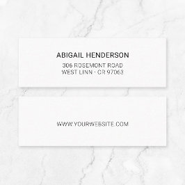 Moderner Minimalistischer Schwarz-Weiß-Typo Basic Mini Visitenkarte