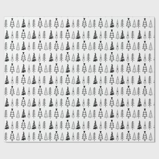 Moderner Minimalistischer Schwarz-Weiß-Weihnachtsb Geschenkpapier (Flach)