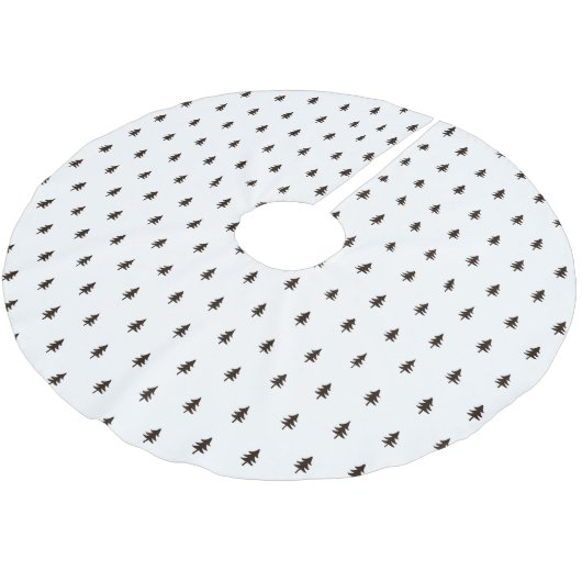 Moderner Minimalistischer Schwarz-Weiß-Weihnachtsb Polyester Weihnachtsbaumdecke (Schrägansicht)