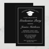 Moderner Minimalistischer Schwarz-weißer Abschluss Einladung (Vorne/Hinten)