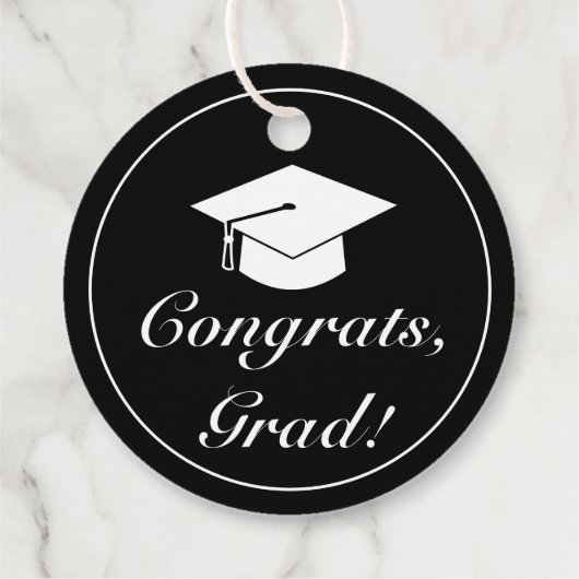 Moderner Minimalistischer Schwarz-weißer Abschluss Geschenkanhänger (Rückseite)