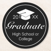 Moderner Minimalistischer Schwarz-weißer Abschluss Runder Pappuntersetzer (Vorderseite)