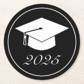 Moderner Minimalistischer Schwarz-weißer Abschluss Runder Pappuntersetzer (Vorderseite)